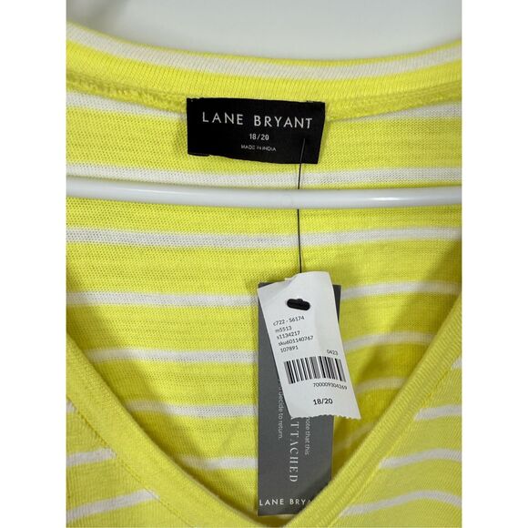 Lane Bryant lemon yellow white striped V Neck dress size 18/20 NWT - Picture 7 of 8